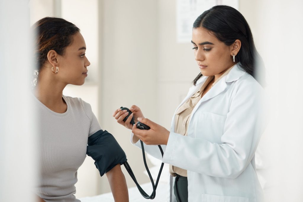Hmm, your blood pressure is a little high