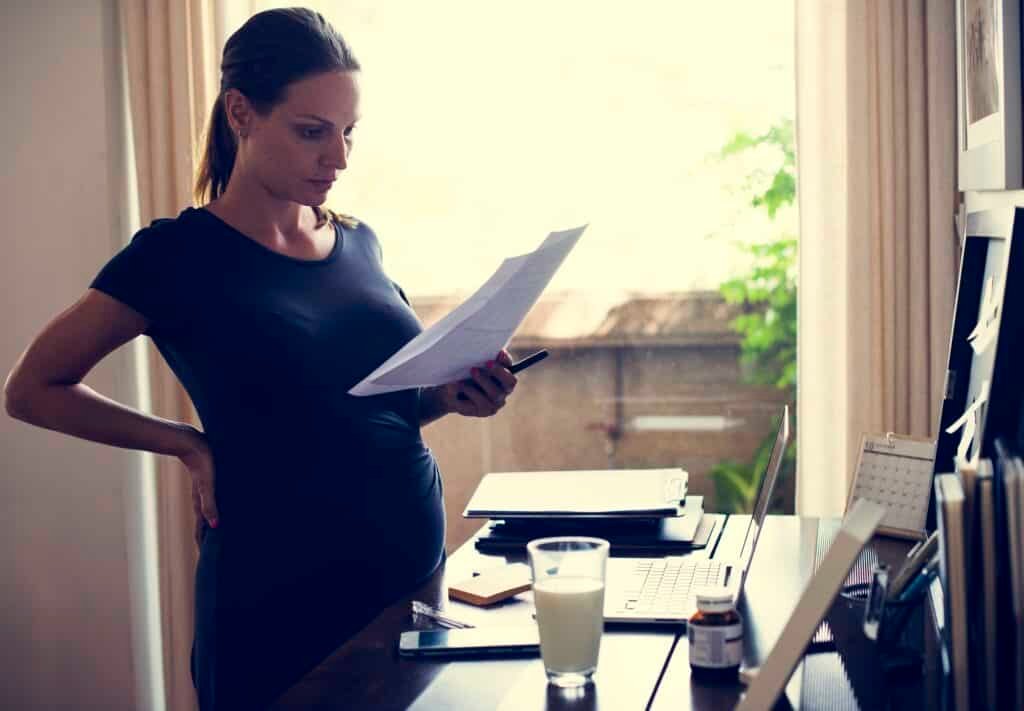 A cheerful pregnant woman