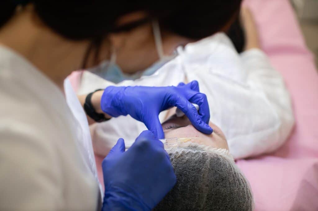 Mesotherapy and face lifting in beauty clinic.